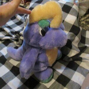 Vintage Purple Dinosaur Hand Puppet Stuffed Animal Plush Toy